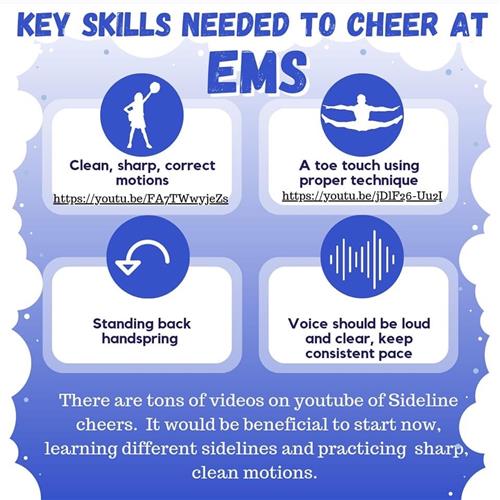 Tryout requirements are a toe touch, sharp motions, standing back handspring and loud voice.